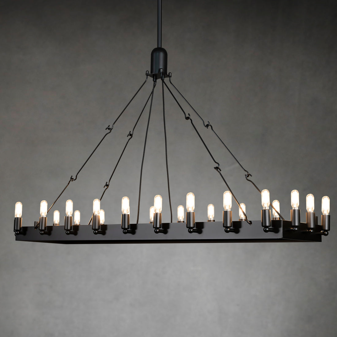 Caminy Vintage Filament Rectangular Chandelier 52"