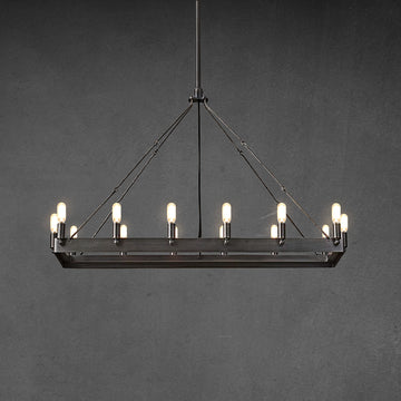 Caminy Vintage Filament Rectangular Chandelier 41"