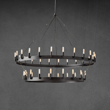 Caminy Vintage Filament Two-Tier Chandelier 50"