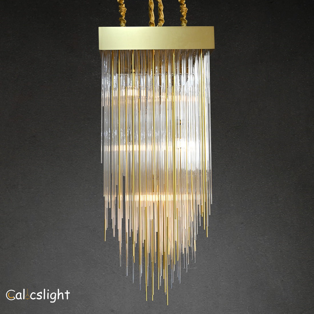 Caslinne Glass Rectangular Chandelier 30"