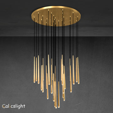 Aureline Brass Round Chandelier 30" 48"