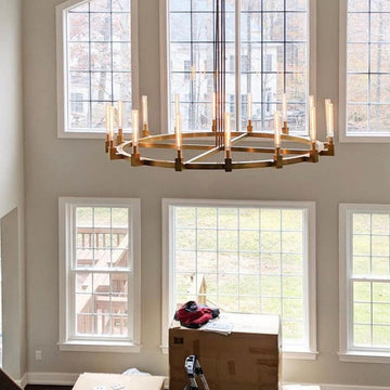 Candlestick Brass Round Chandelier 48"