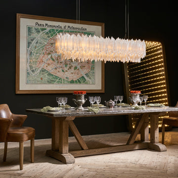 Selenite Layer Rectangular Chandelier 54" 72"