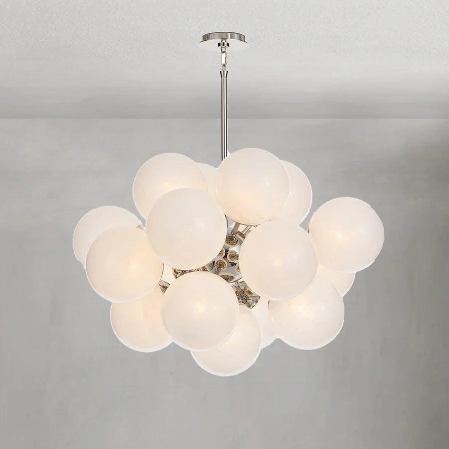 Mandoza Nickel Glass Chandelier 33"