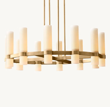 Ravelle Milk Glass Round Chandelier 36"