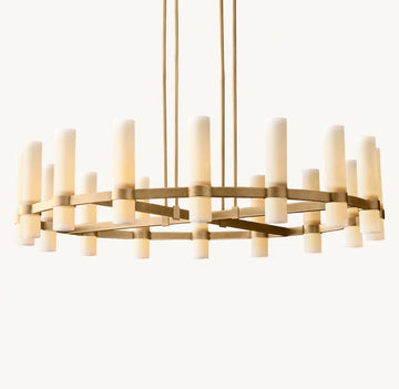 Ravelle Milk Glass Round Chandelier 48"