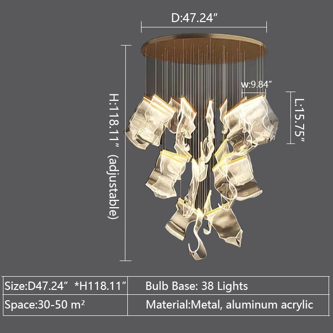 Extra Large  Modern Paper Chandelier For Staircase / Foyer Villa Hall Ceiling