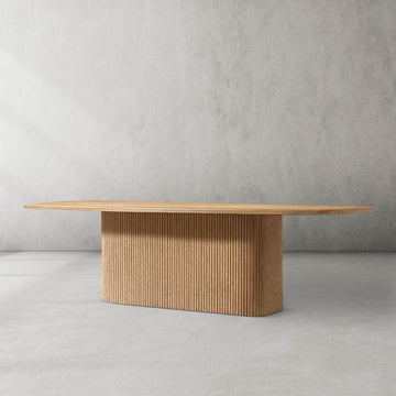 Muelho Pedestal Rectangular Wood Dining Table