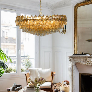 Hand Blown Tier Glass Large Murano Poliedri Chandelier 24"31"40"