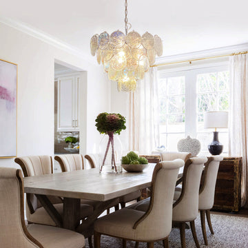 Murano Disc Chandelier 27.6″ Iridescent Glass