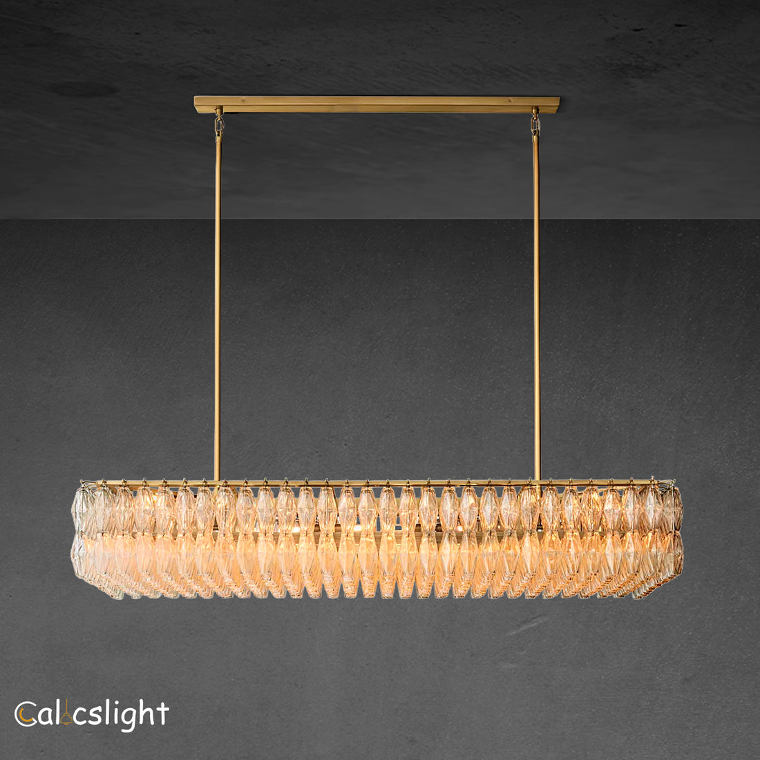 Chavelle Glass Tiered Rectangular Chandelier 74"W