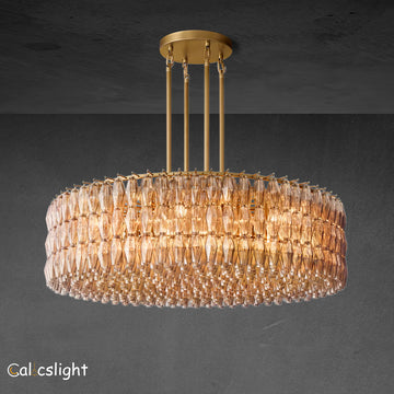 Chavelle Glass Tiered Round Chandelier D 62"