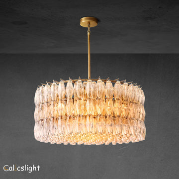 Chavelle Glass Tiered Round Chandelier D 37"