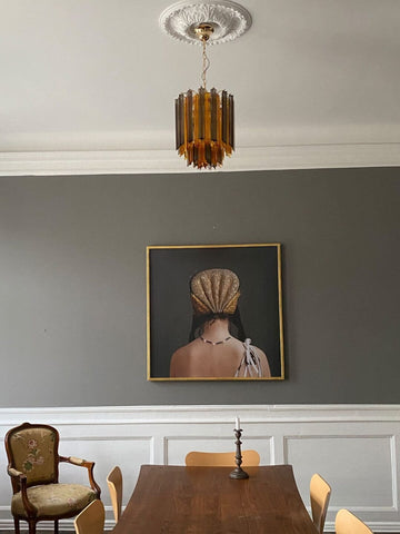 Murano Chandelier 12.6" – 47 prisms – Amber/Smoked