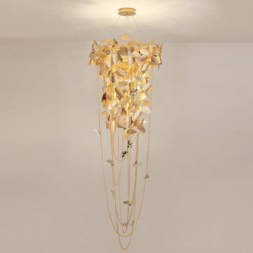 Della Modern Gold Leaf Staircase Chandelier