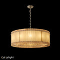 A round San Marco Alabaster chandelier with a metallic frame and alabaster panels, hanging from a ceiling fitter.