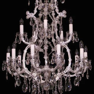 15 flames silver Maria Theresa chandelier with crystal almonds