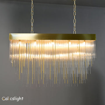 Caslinne Glass Rectangular Chandelier 54"