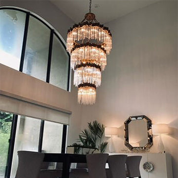 Large Elegant Multi-layers Glam Glass Chandelier for High-ceiling Staircase/Entryway/Living/meeting Room
