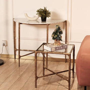Thaddeus Semi-Circle Marble Console Table
