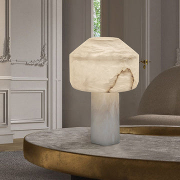 3 Ways Switch Dimmable Conial Alabaster Table Lamp 12in for bedroom
