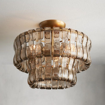 Ghiaccios 2-Tier Glass Round Flush Mount 18"D