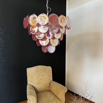 Murano Disc Chandelier 27.6″ Pink
