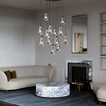 Raindrop Glass Round Chandelier 36"