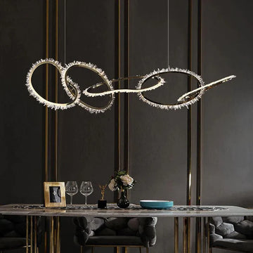 Rose Rock Crystal Chandelier Irregular Round Lamp Fixtures