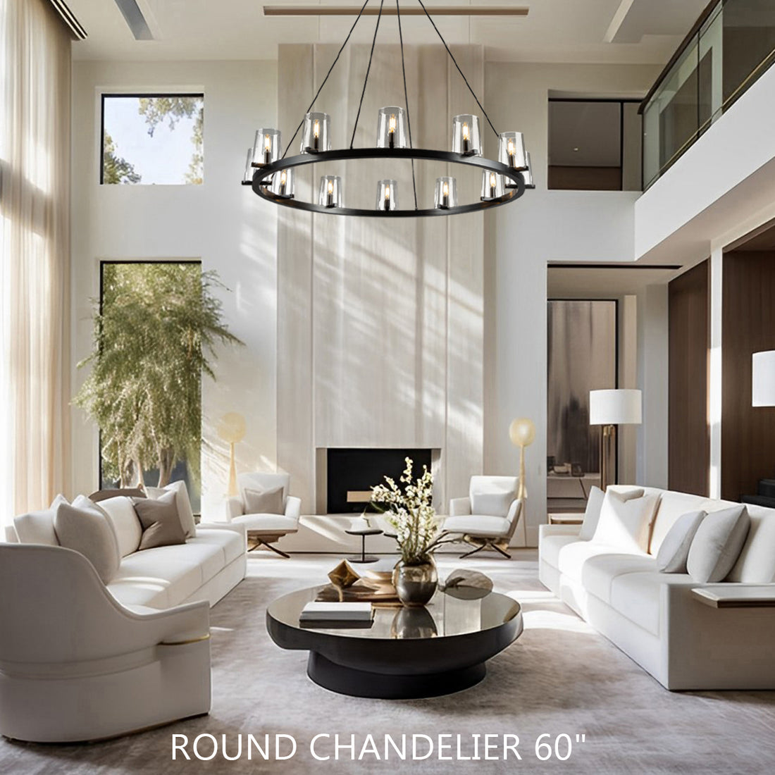 pauillac Clear Glass Round Chandelier 60"