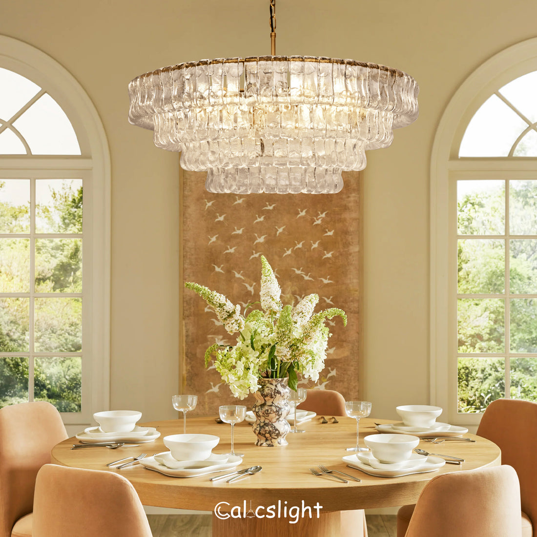 Ghiaccio Glass Round Chandelier 24" 36" 48" 60"