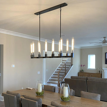 Candlestick Brass Linear Chandelier 55"