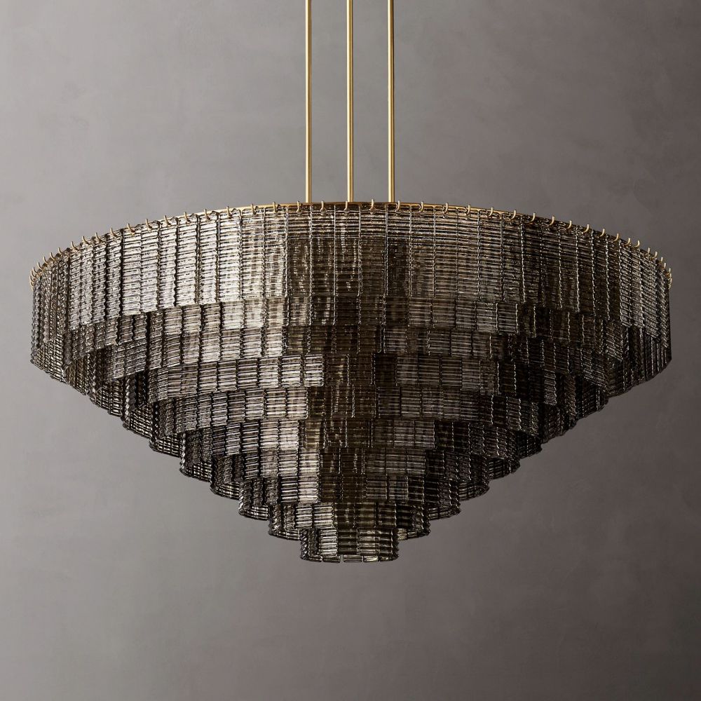 Sarella Somke Glass Round Chandelier 41" 52" 65"
