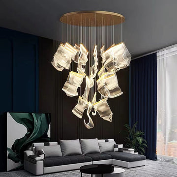 Extra Large Modern Paper Chandelier For Staircase / Foyer Villa Hall Ceiling