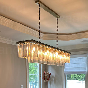Reis Crystal 2-Layer Rectangle Chandelier 39" 49" 59"