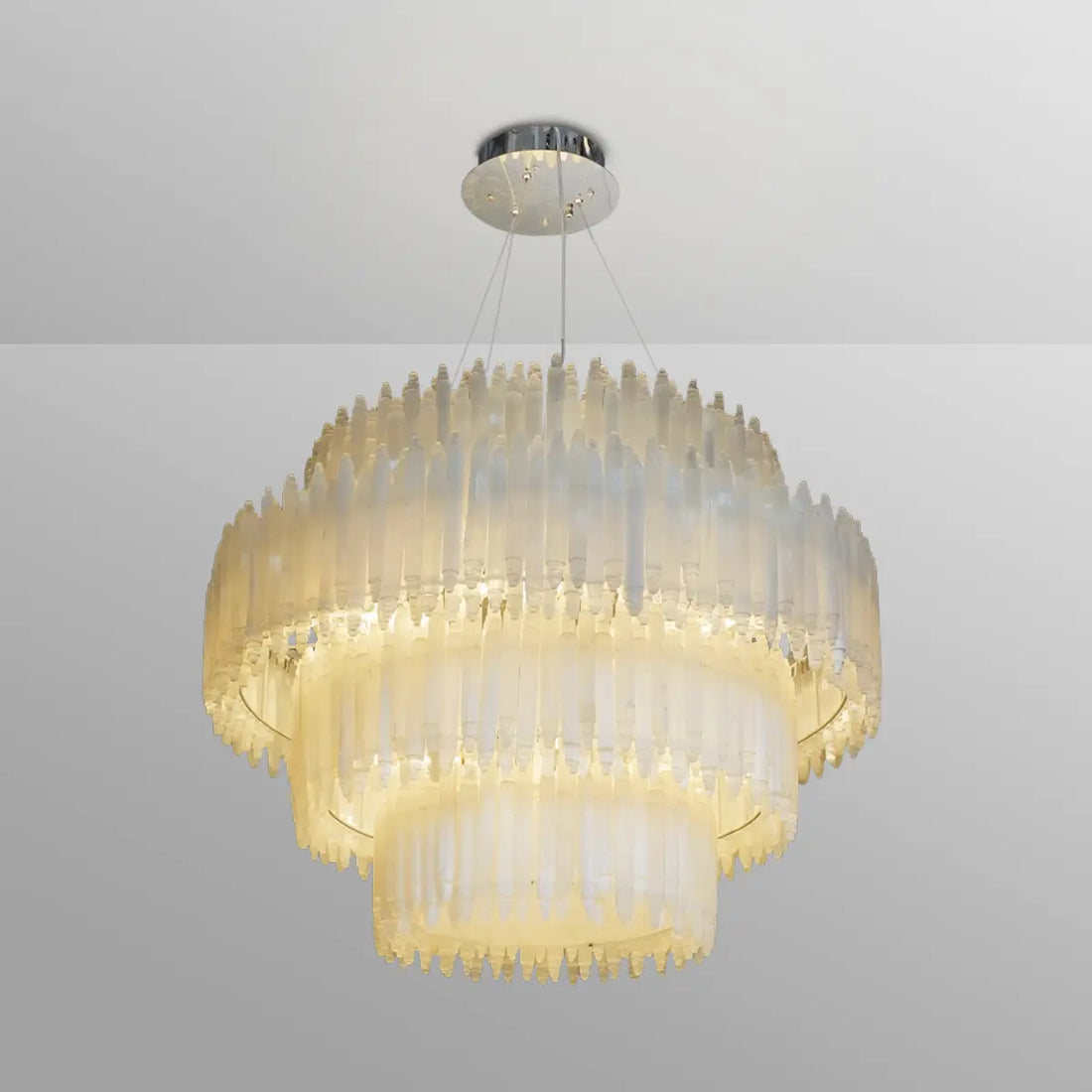 Selenite Layer Round Chandelier 32" 42"