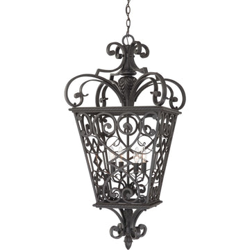 Roseto Labette 4 Light 19" Wide Outdoor Foyer Pendant with Metal Lantern Shade