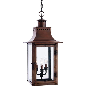 Roseto Iron 3 Light 12" Wide Outdoor Pendant Lantern with Clear Glass