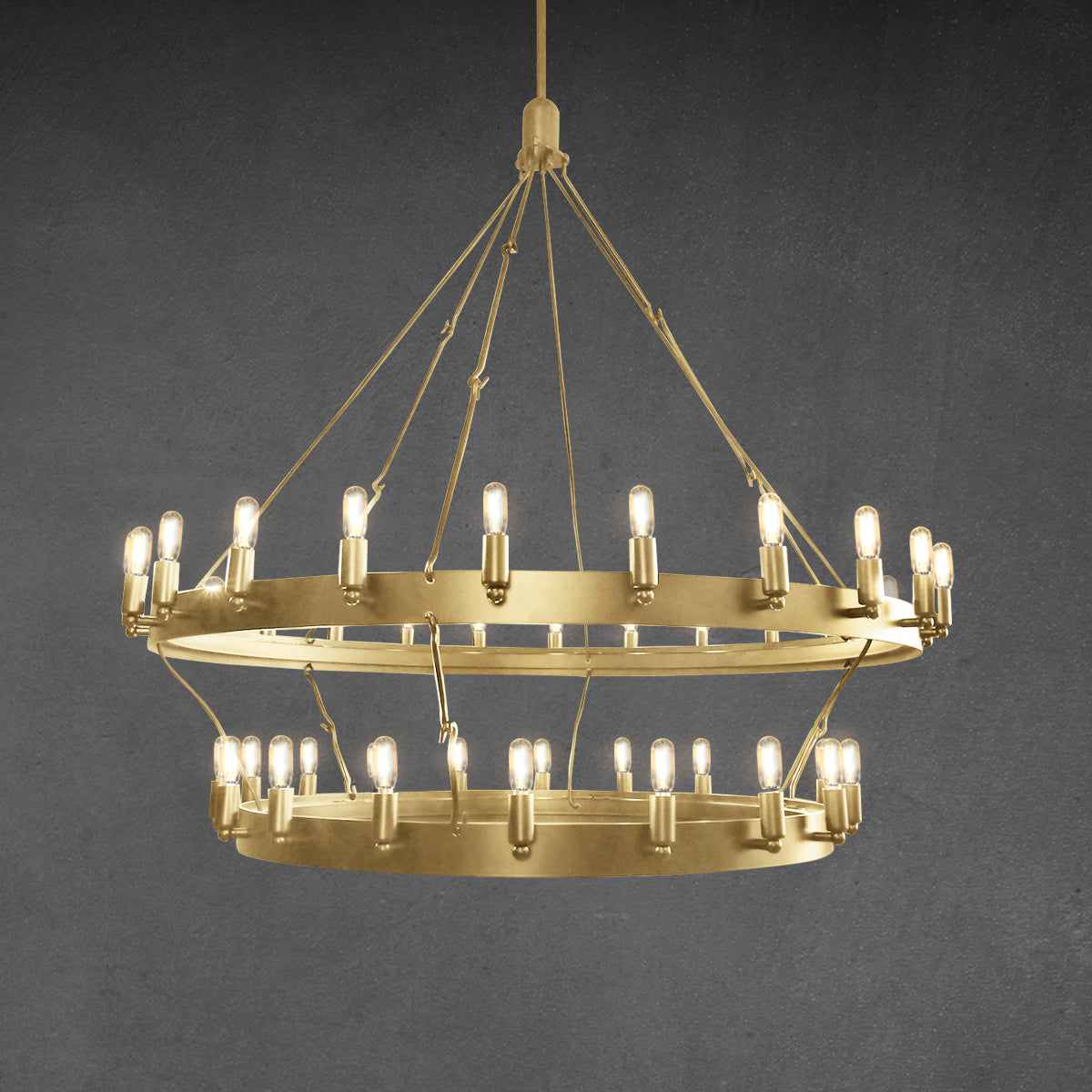 Caminy Vintage Filament Two-Tier Chandelier 38"
