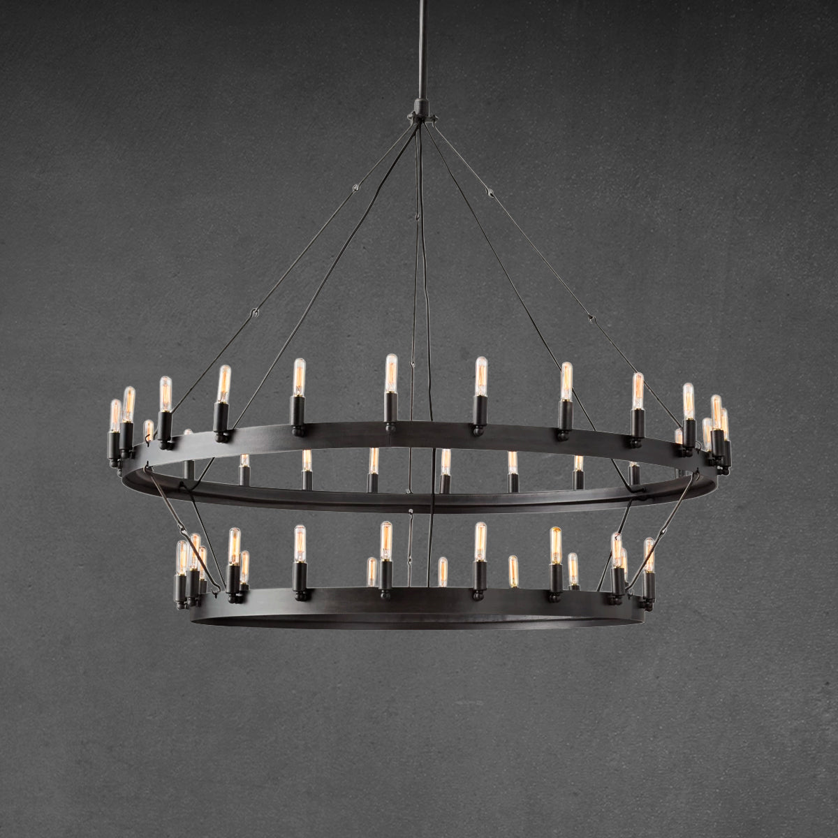 Caminy Vintage Filament Two-Tier Chandelier 50"