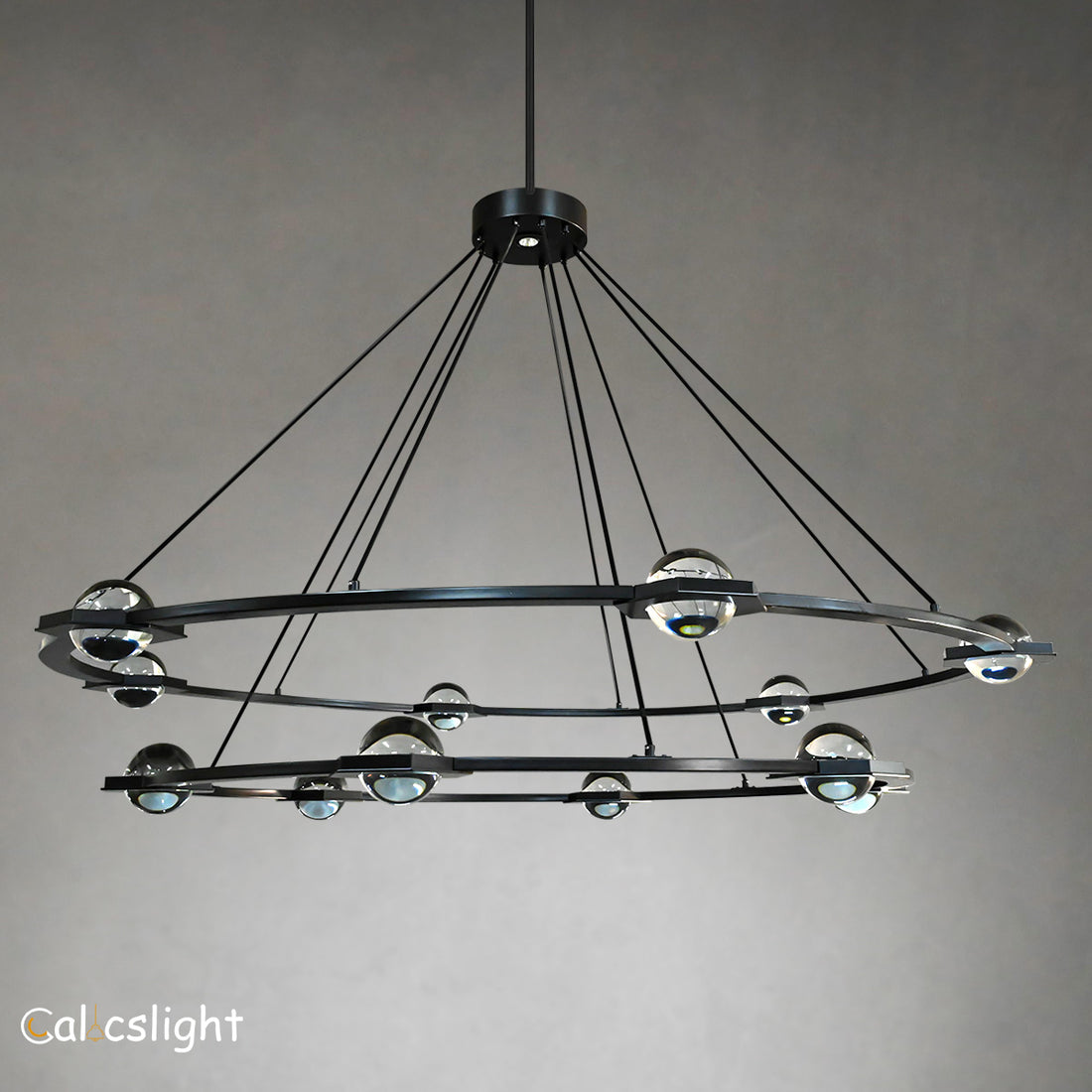 Elegant 2-Tier Round Chandelier 60"