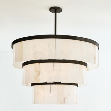 Windham Alabaster Round 3-Tier Chandelier
