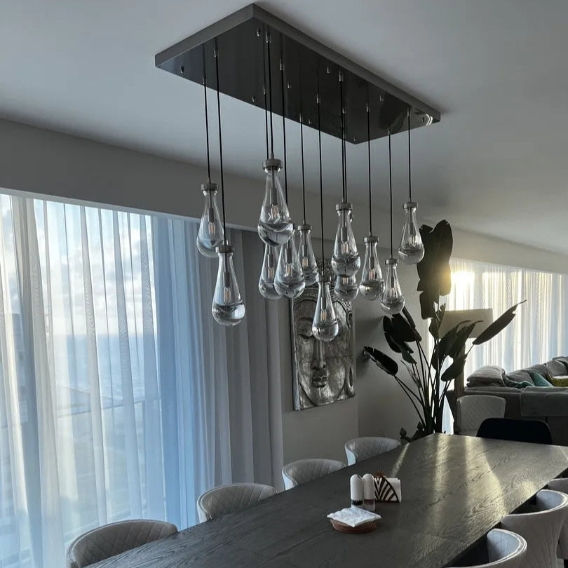 Raindrop  Glass Linear Chandelier 54"