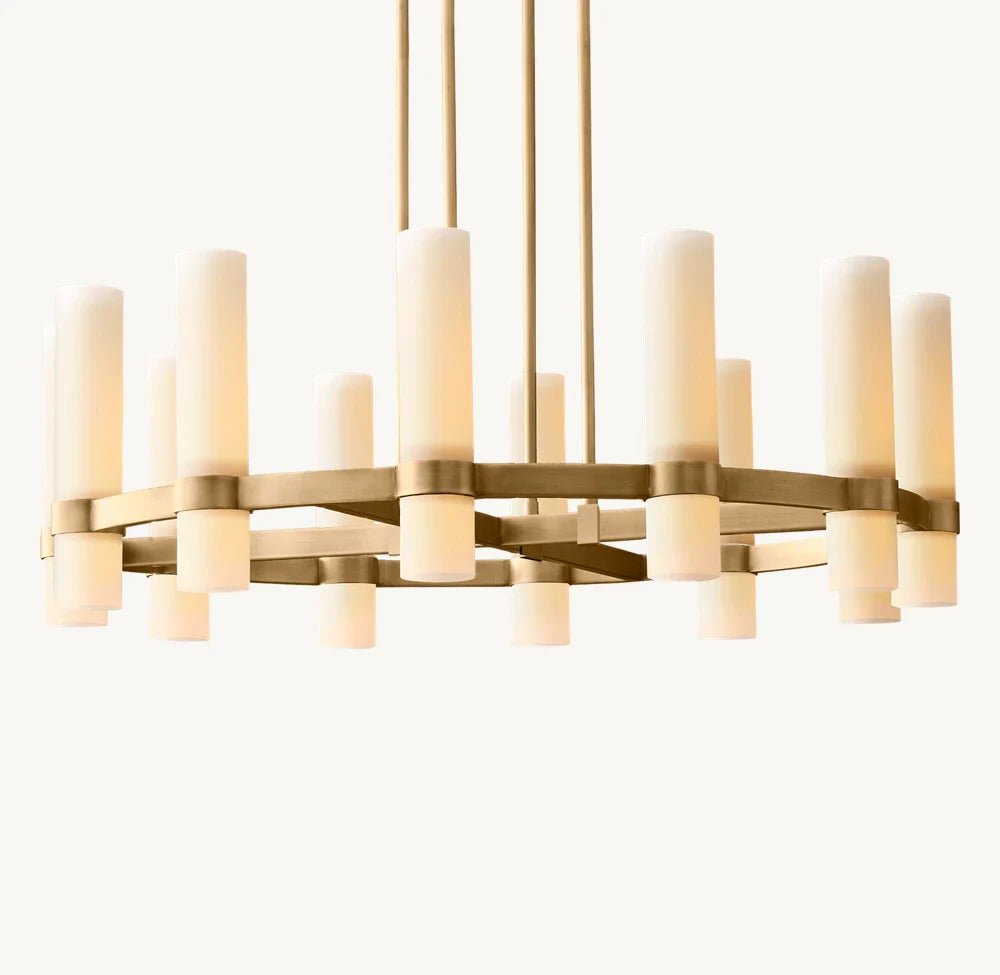 Ravelle Milk Glass Round Chandelier 36"