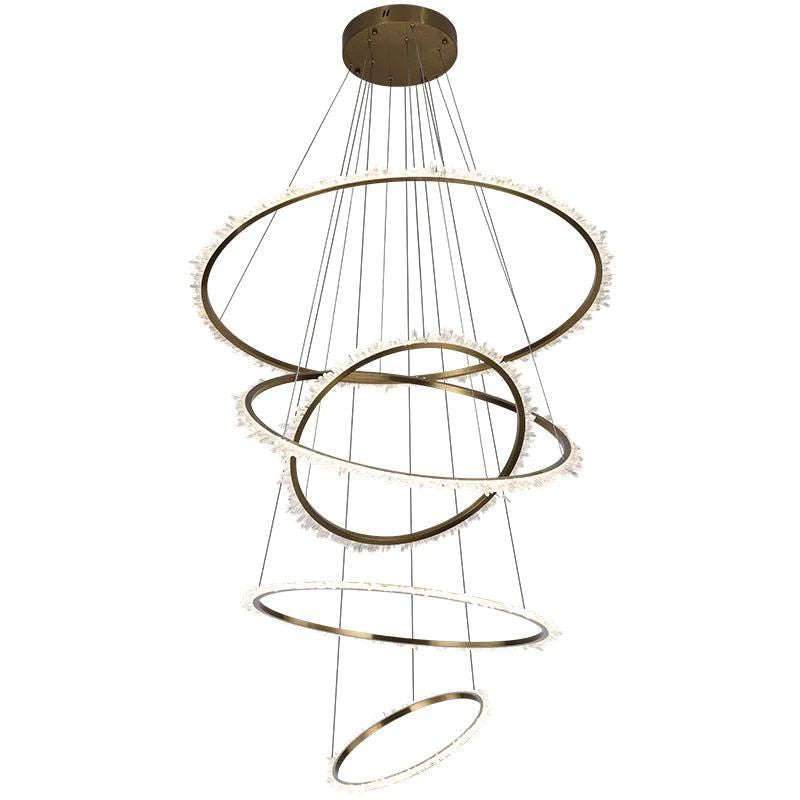 Rose Rock Crystal Multi-rings Chandelier Modern Chandelier Staircase
