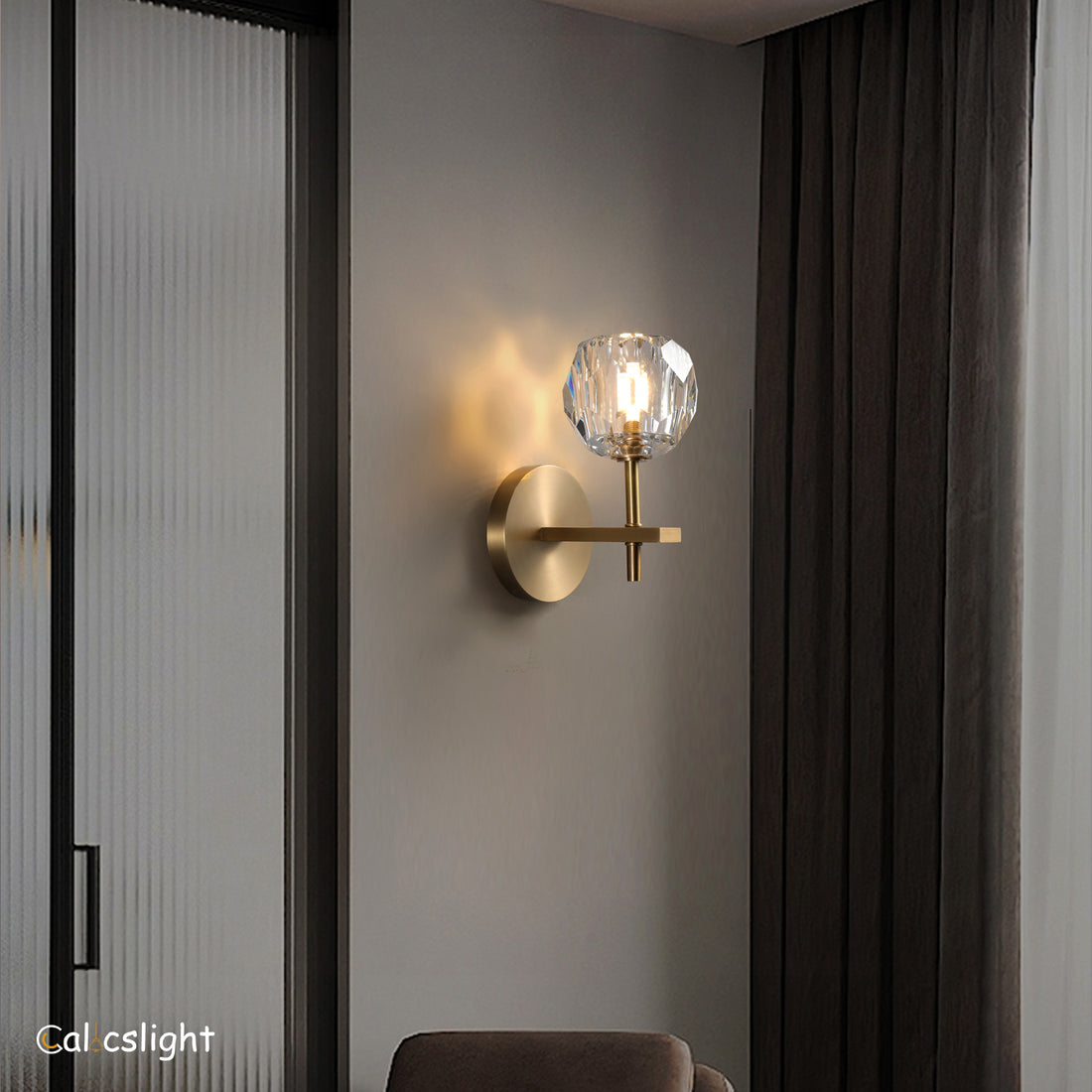 Boule De Clear Crystal Double Ball Wall Sconce 9"H