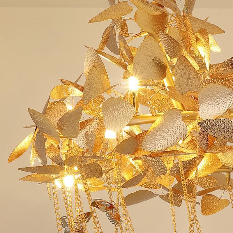 Della Modern Gold Leaf Staircase Chandelier