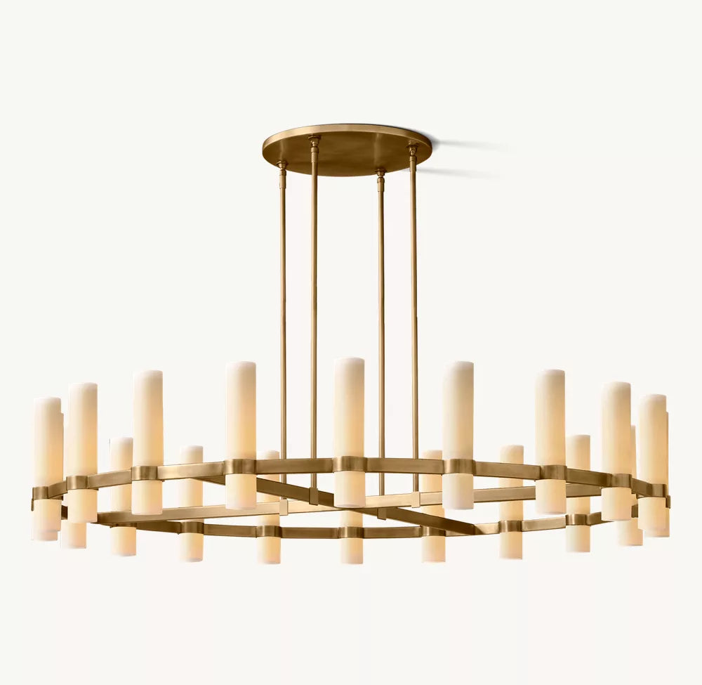 Ravelle Milk Glass Round Chandelier 60"