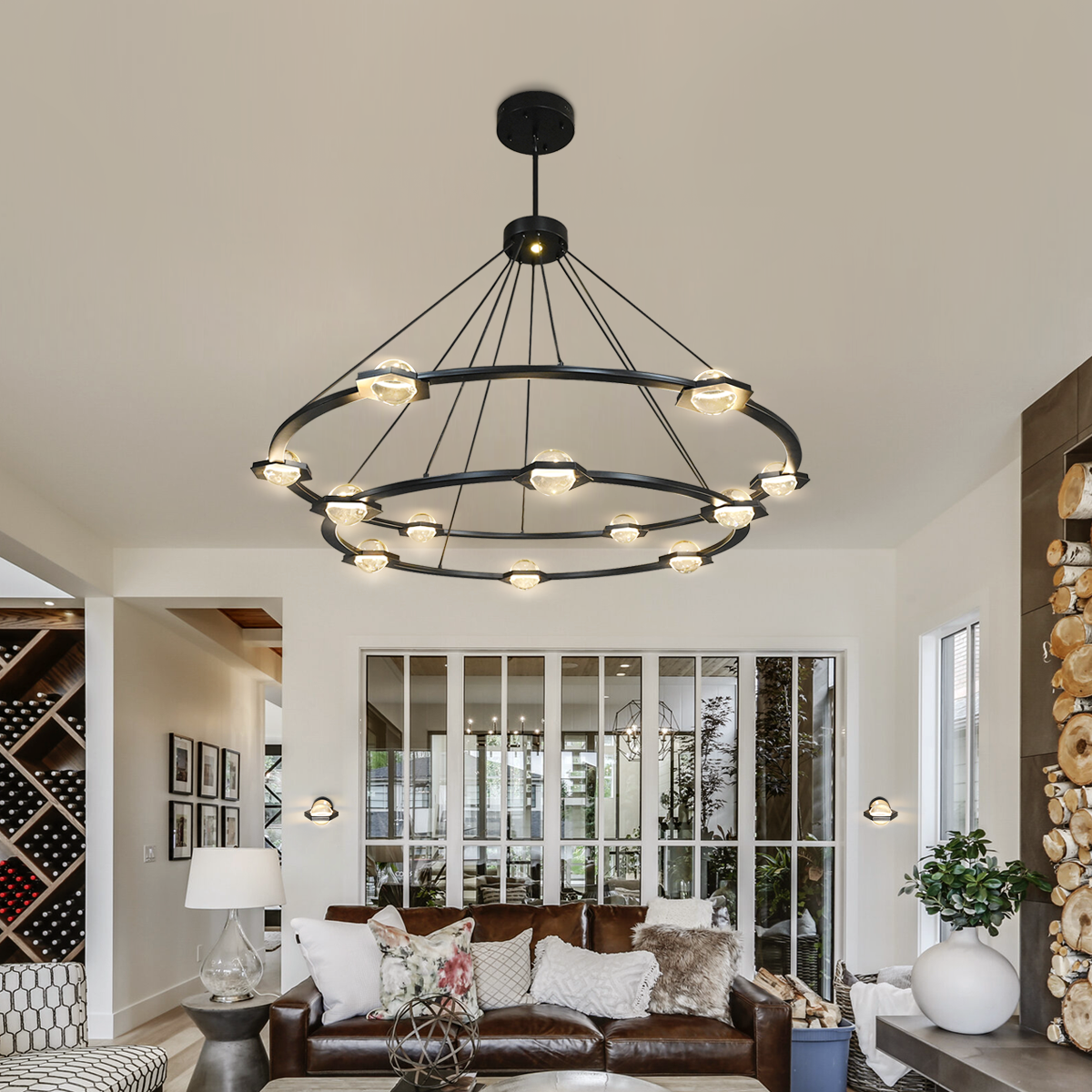 Elegant 2-Tier Round Chandelier 48"