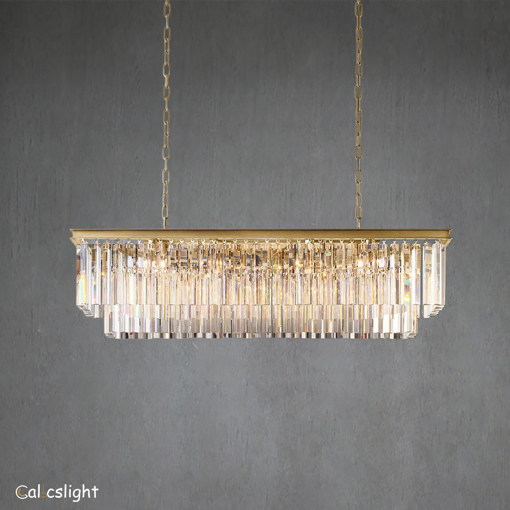 Rhys Crystal  2-Layer Rectangle Chandelier 39" 49" 59"